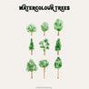 Watercolour Trees (Front And Top View)