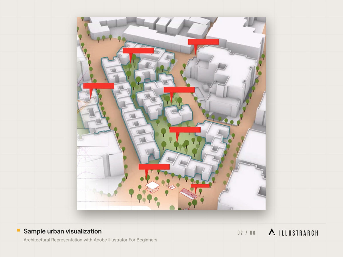 Architectural Representation with Adobe Illustrator For Beginners: sample urban visualization