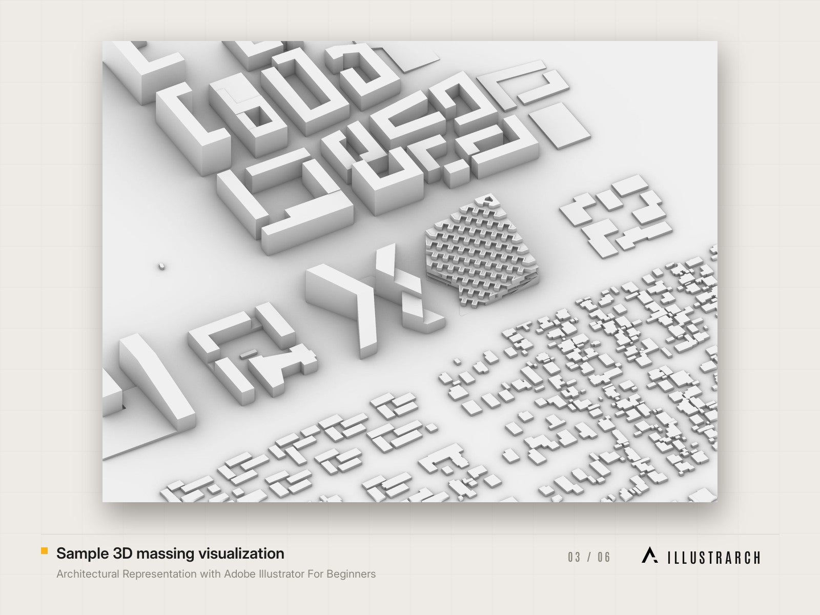 Architectural Representation with Adobe Illustrator For Beginners: sample 3d massing visualization