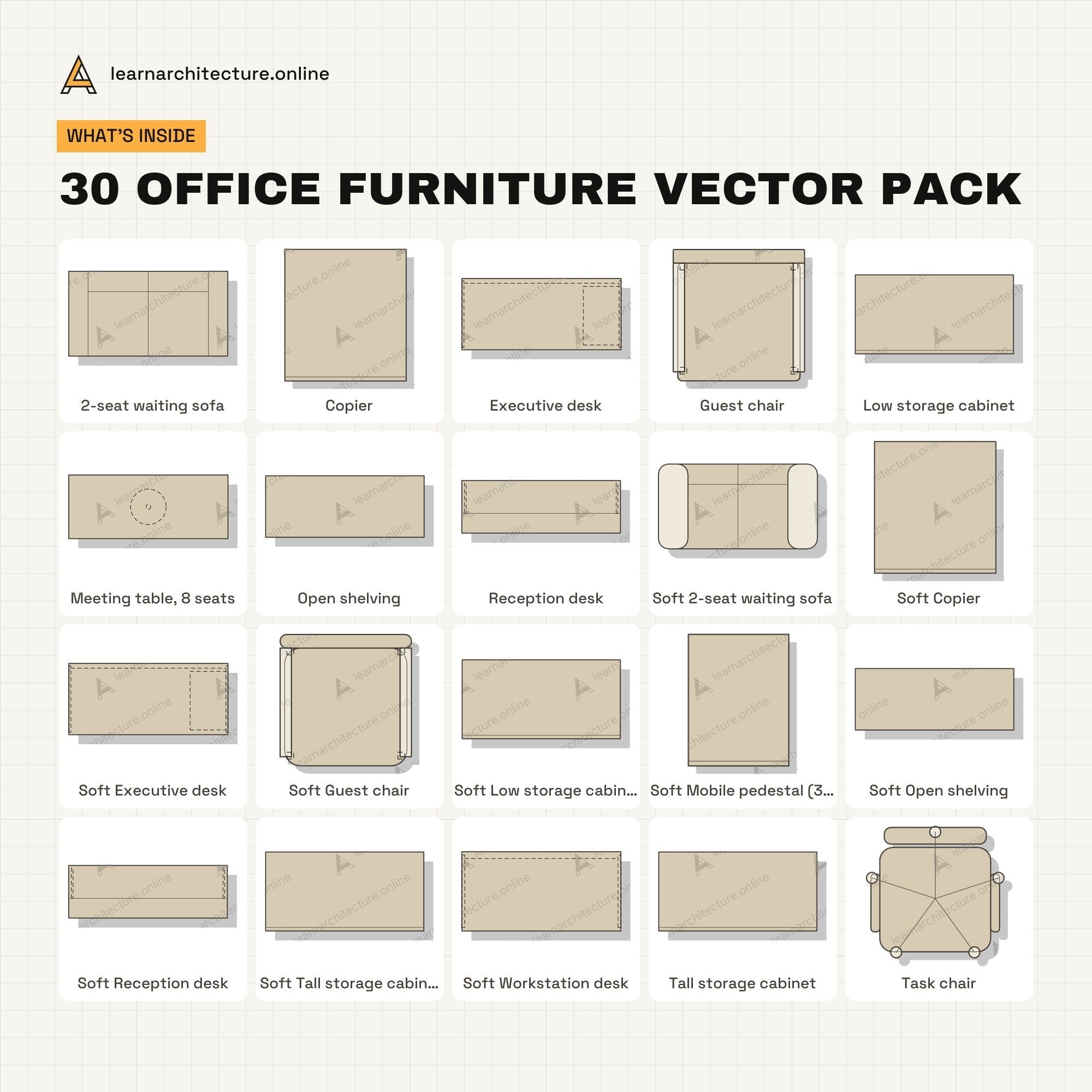 Office Furniture Vector Pack what's inside
