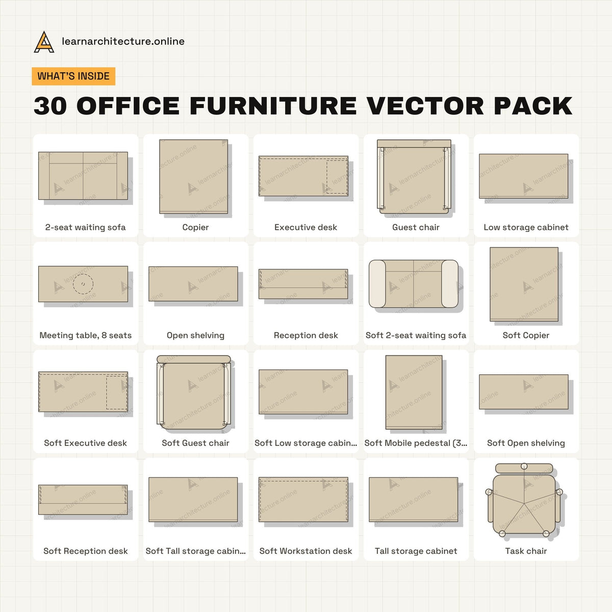 Office Furniture Vector Pack what's inside