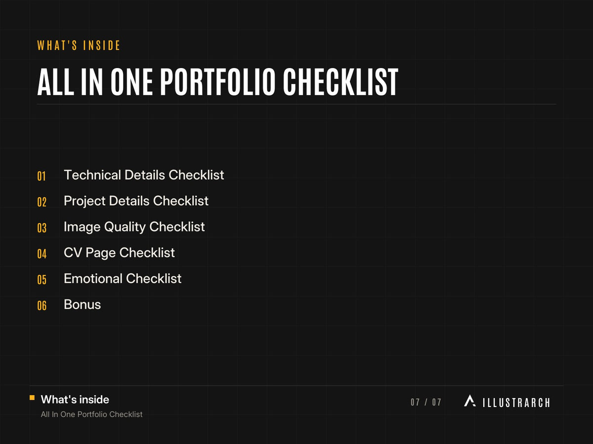 All In One Portfolio Checklist: card what s inside