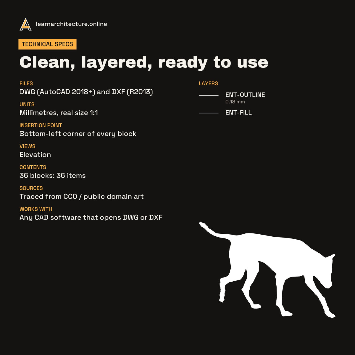 Animal Silhouettes CAD blocks set 1: specs