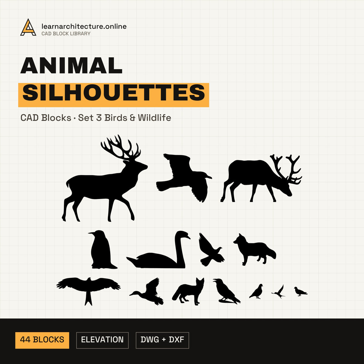 Animal Silhouettes CAD blocks set 3 Birds & Wildlife cover