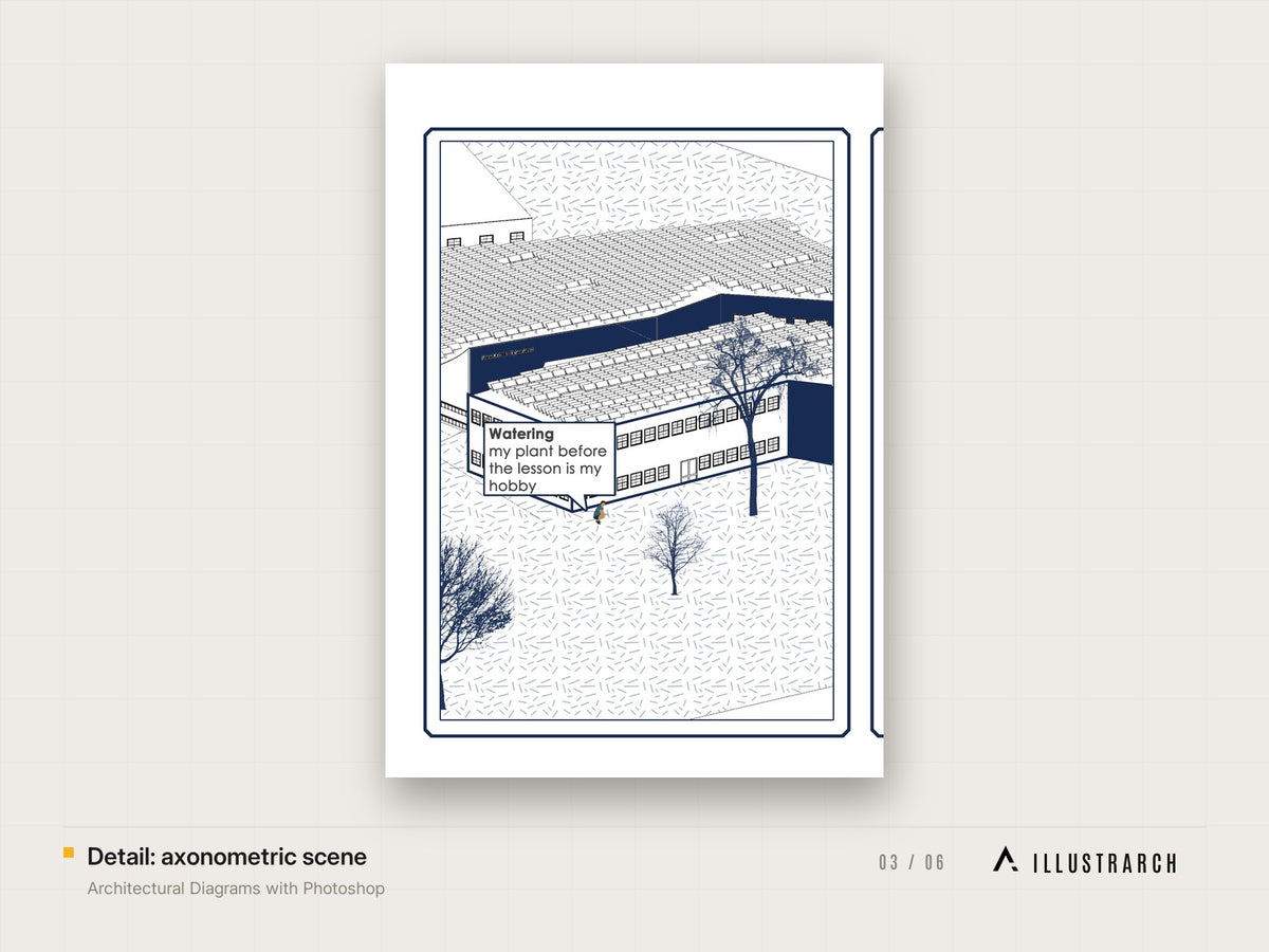 Architectural Diagrams with Photoshop: detail axonometric scene