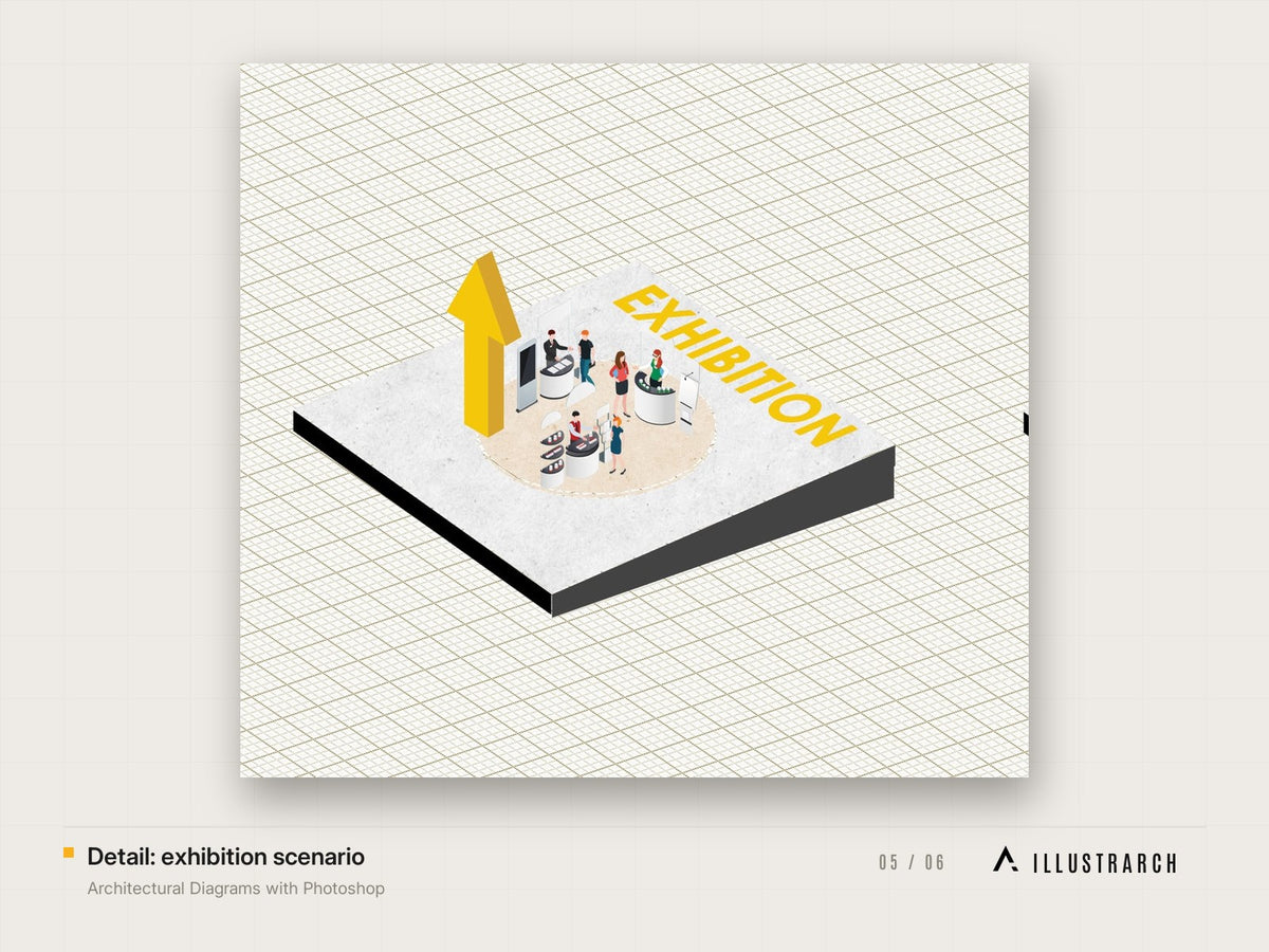 Architectural Diagrams with Photoshop: detail exhibition scenario