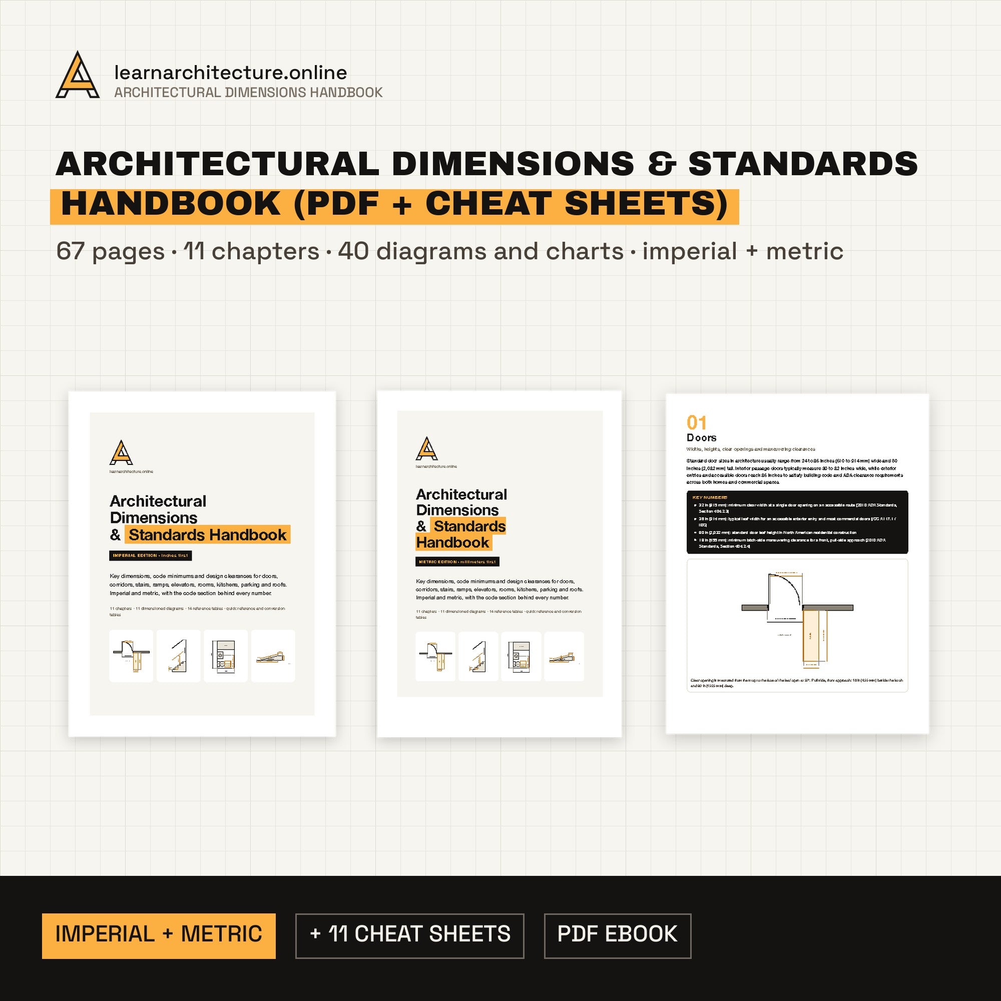 Architectural Dimensions & Standards Handbook (PDF + Cheat Sheets) cover