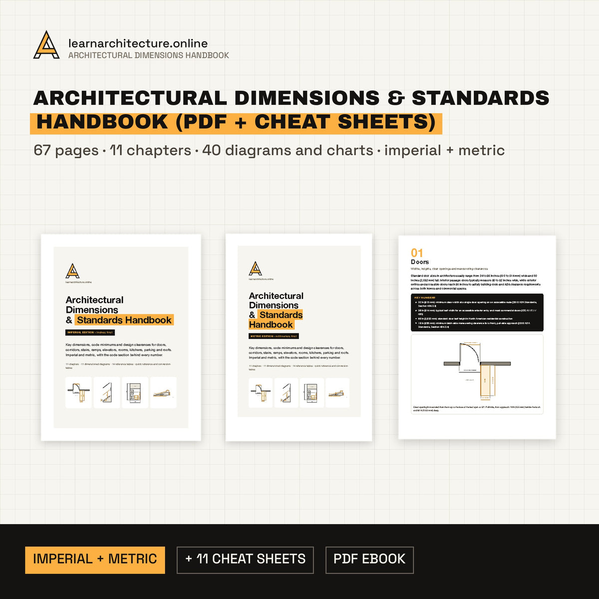 Architectural Dimensions & Standards Handbook (PDF + Cheat Sheets) cover
