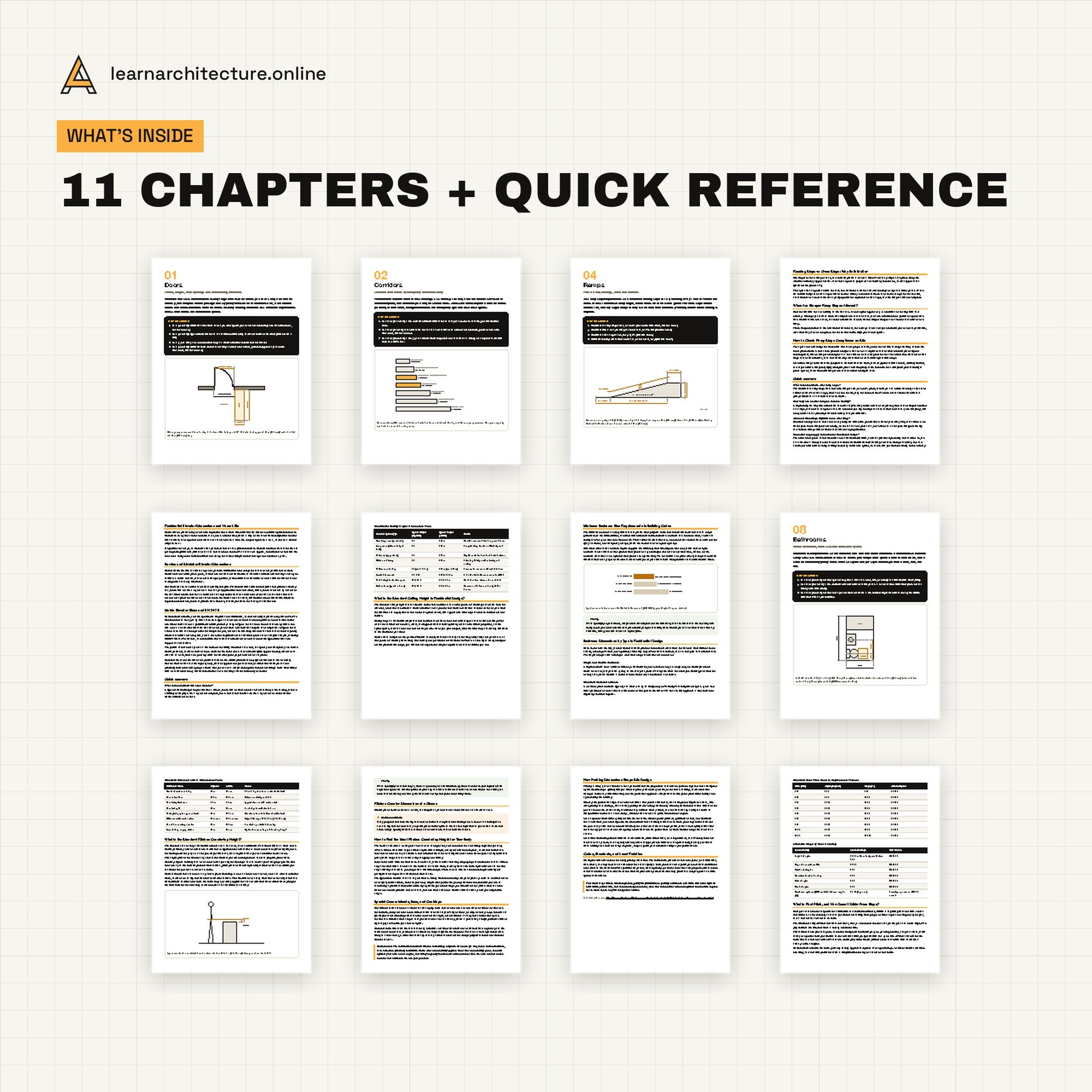 Architectural Dimensions & Standards Handbook (PDF + Cheat Sheets) pages inside