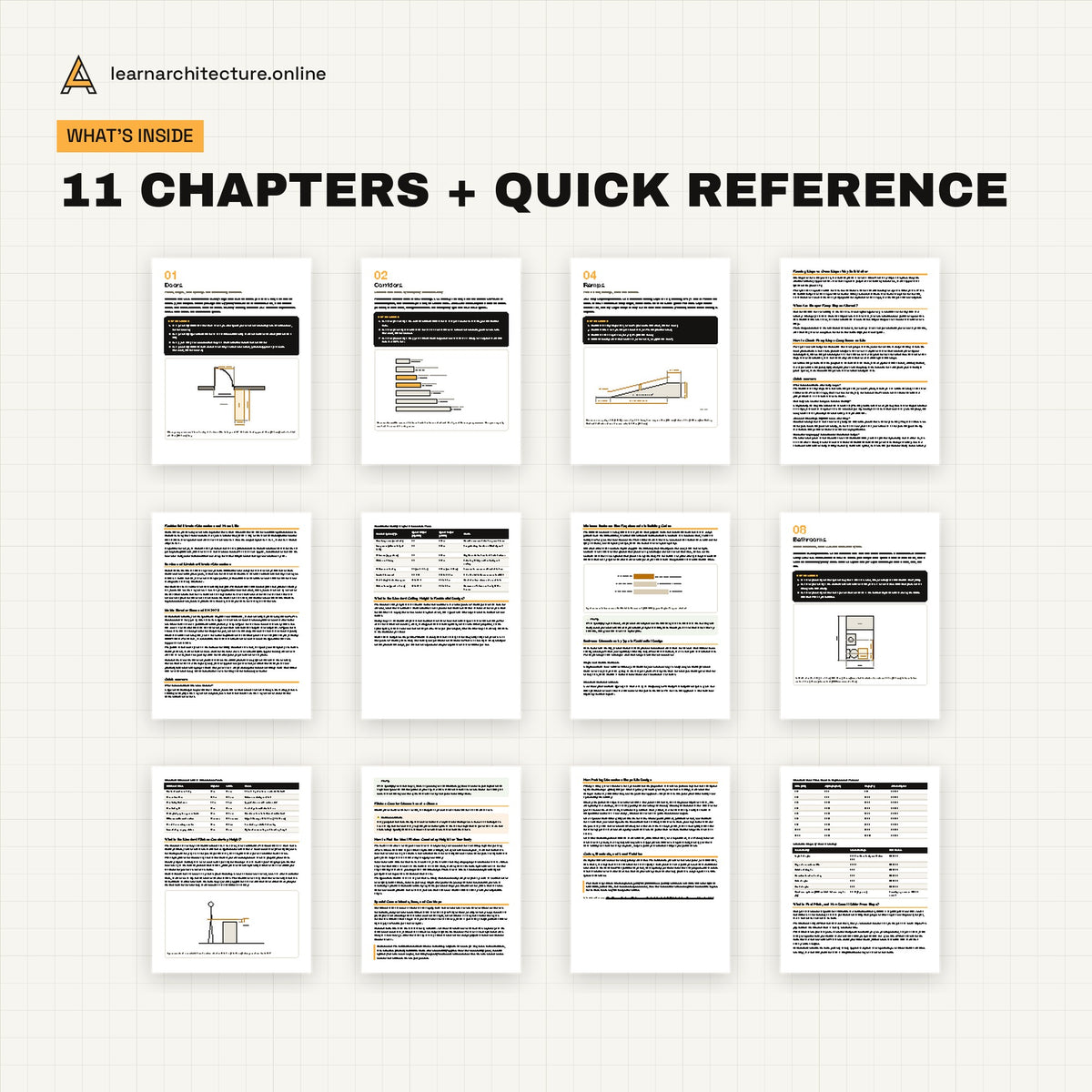 Architectural Dimensions & Standards Handbook (PDF + Cheat Sheets) pages inside