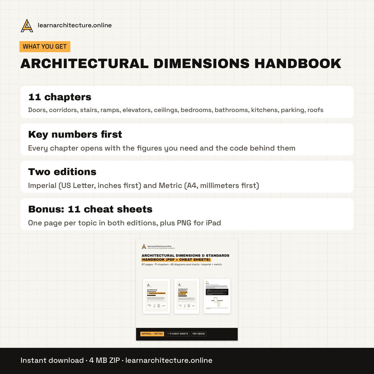 Architectural Dimensions & Standards Handbook (PDF + Cheat Sheets) files and formats
