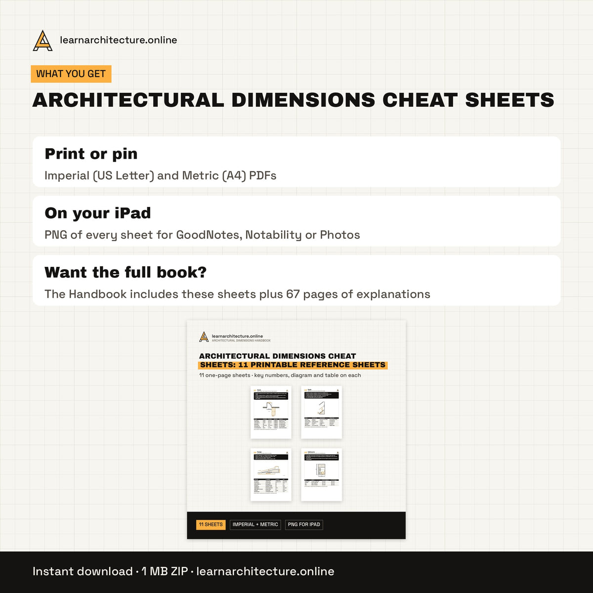 Architectural Dimensions Cheat Sheets: 11 Printable Reference Sheets files and formats