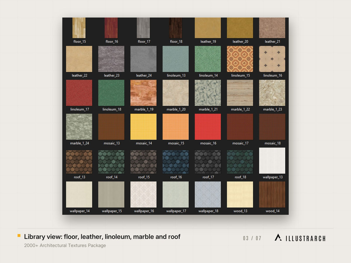 2000+ Architectural Textures for Visualization: library view floor leather linoleum marb