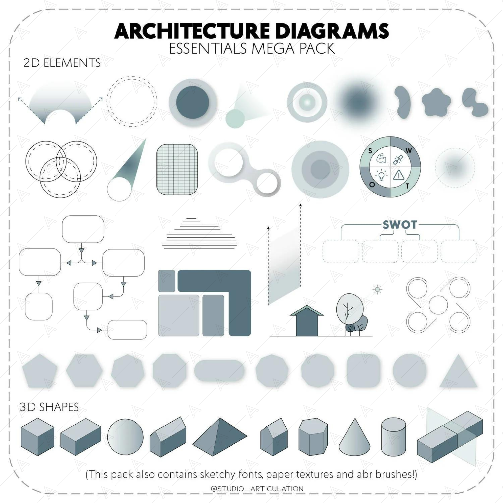 Architecture Diagram Essentials — editable template for architects, preview 1 of 4