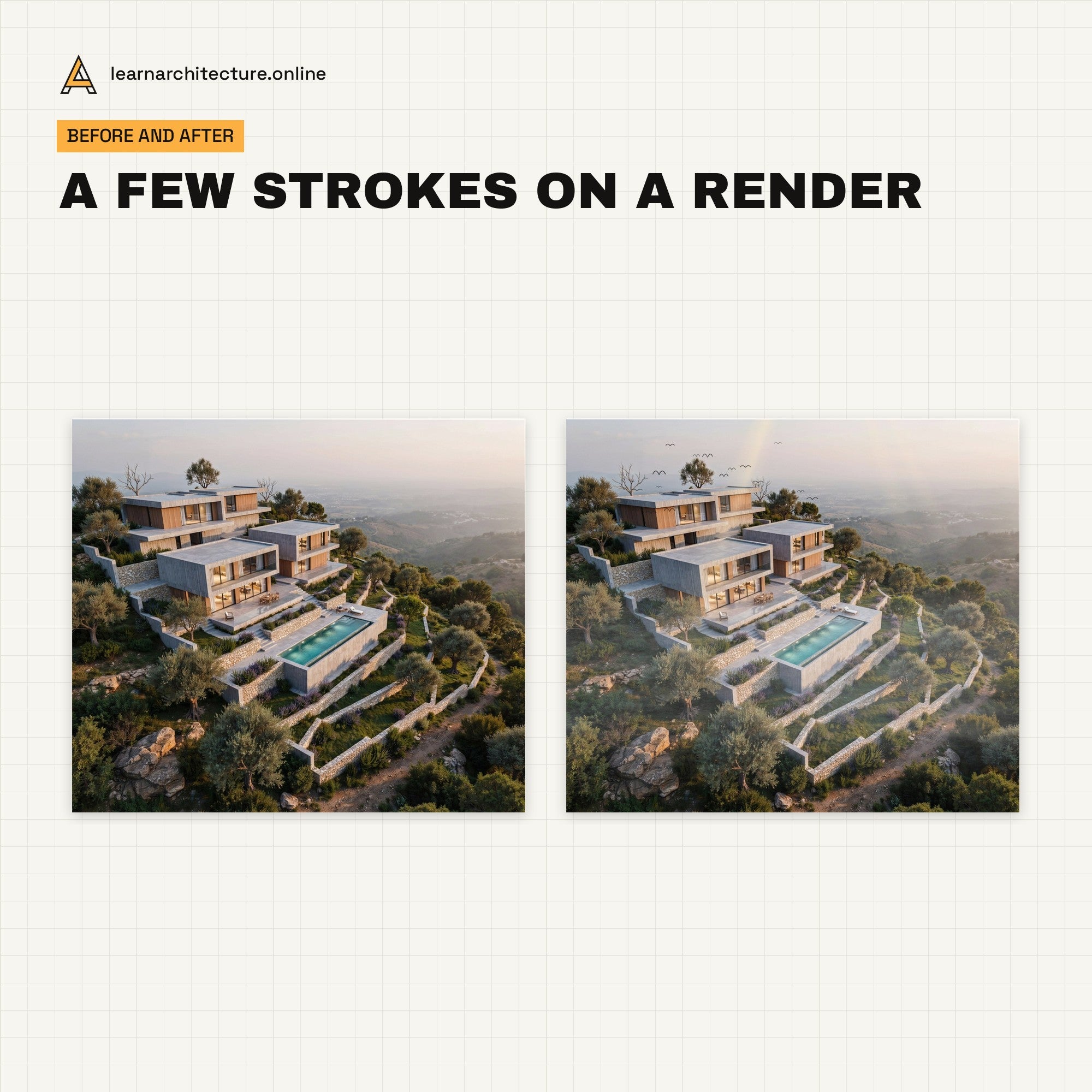 Architecture Post-Production Photoshop Brushes in use