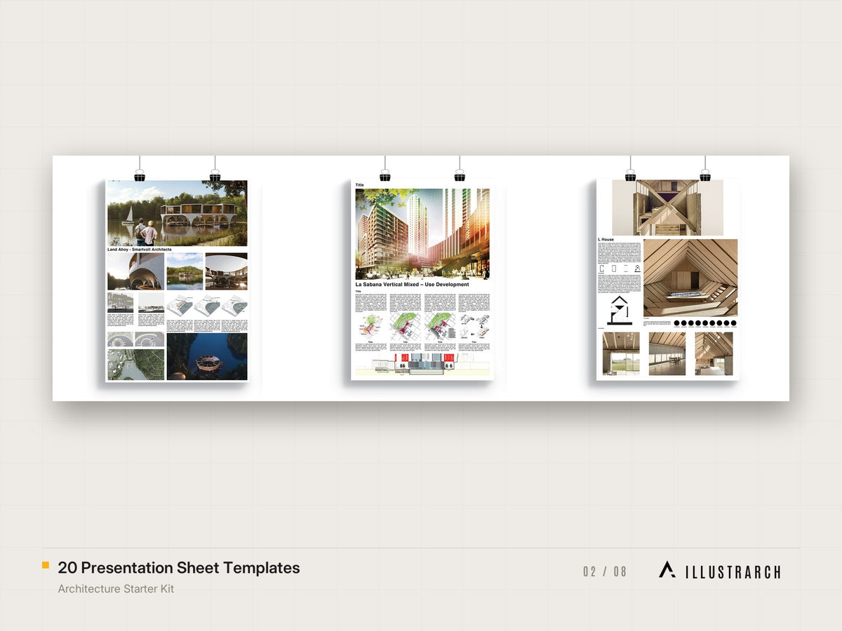 Architecture Starter Kit: 20 presentation sheet templates