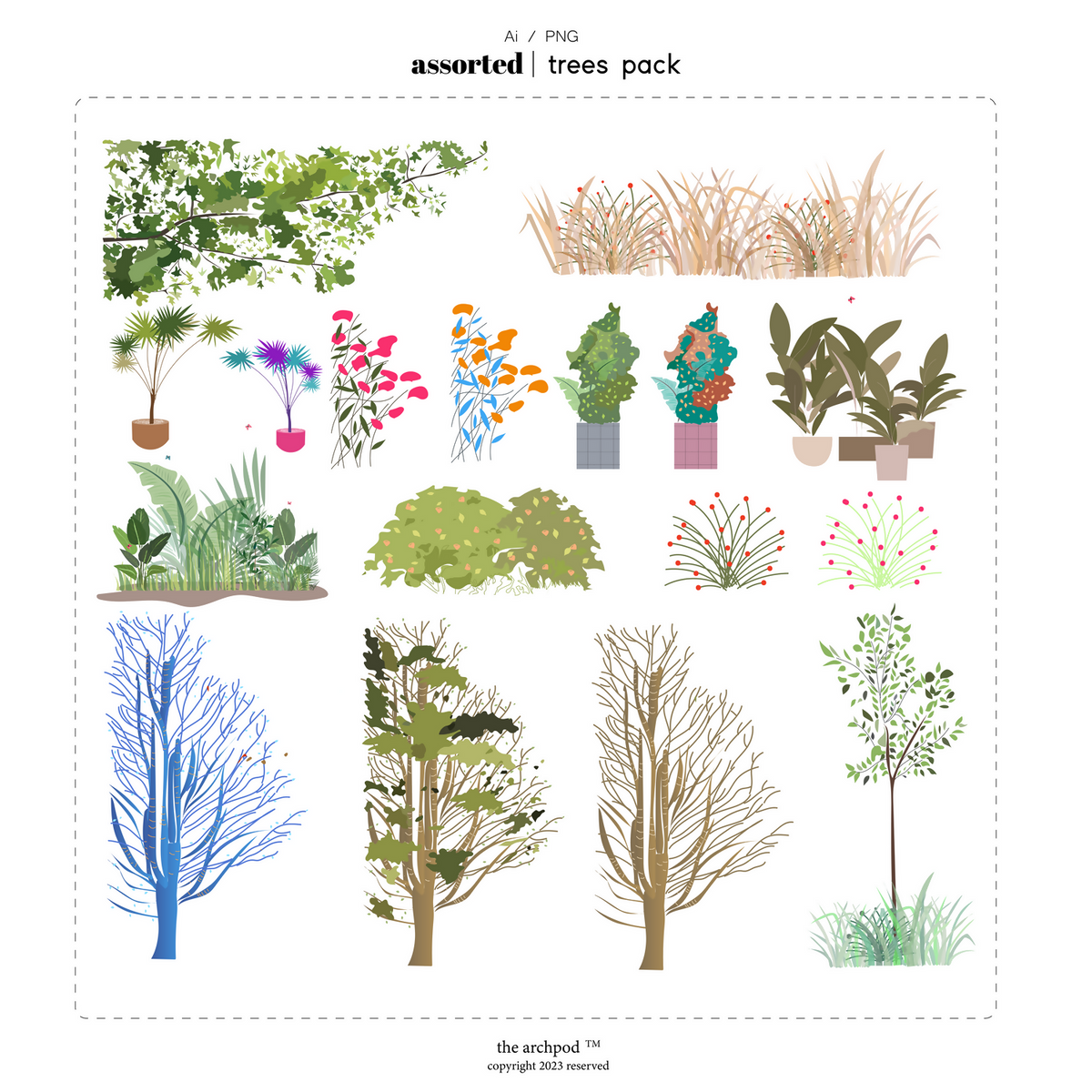 Assorted Trees Cutout Pack — cutout pack for architectural visualisation