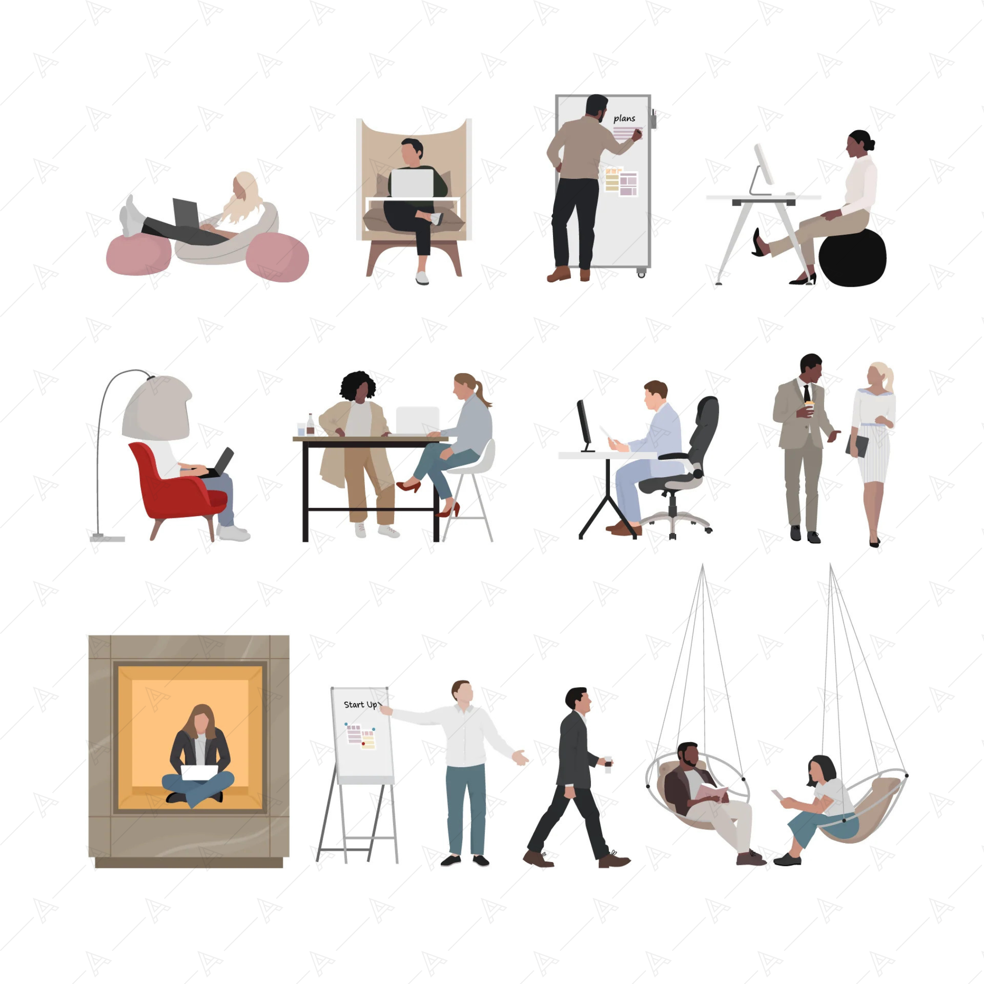 At The Office People Cutout Pack — cutout pack for architectural visualisation, preview 1 of 5