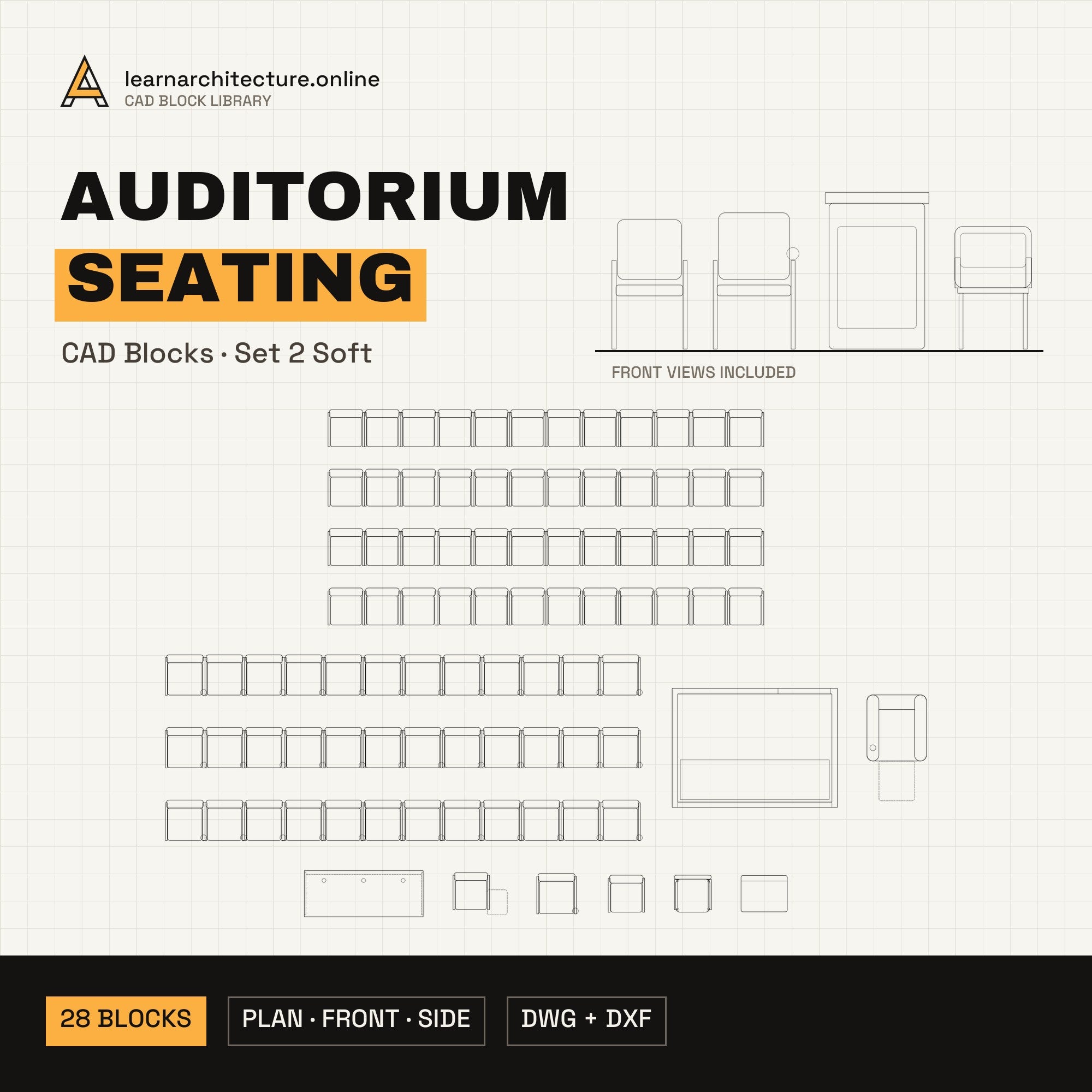 Auditorium Seating CAD blocks set 2 Soft cover