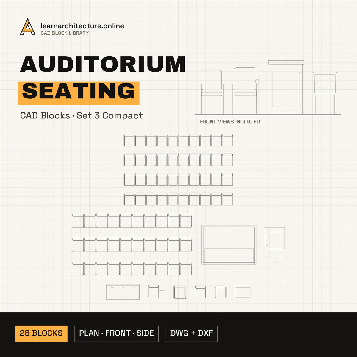 Auditorium Seating CAD blocks set 3 Compact cover