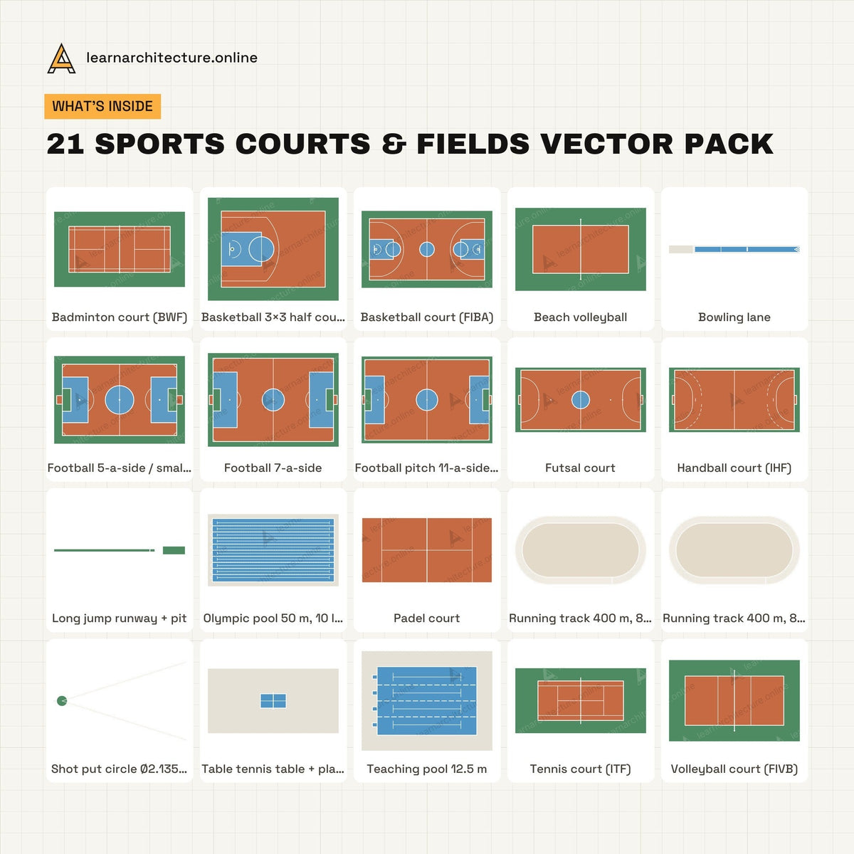 Sports Courts & Fields Vector Pack what's inside