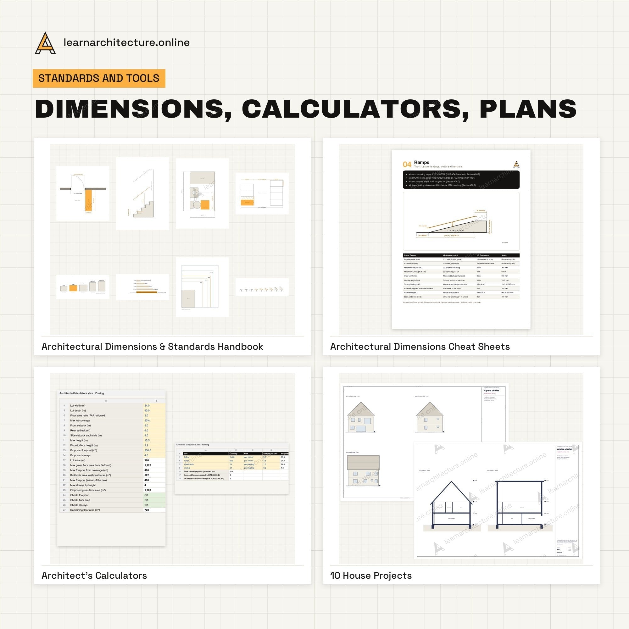 Architect's Reference Library dimensions, calculators, plans