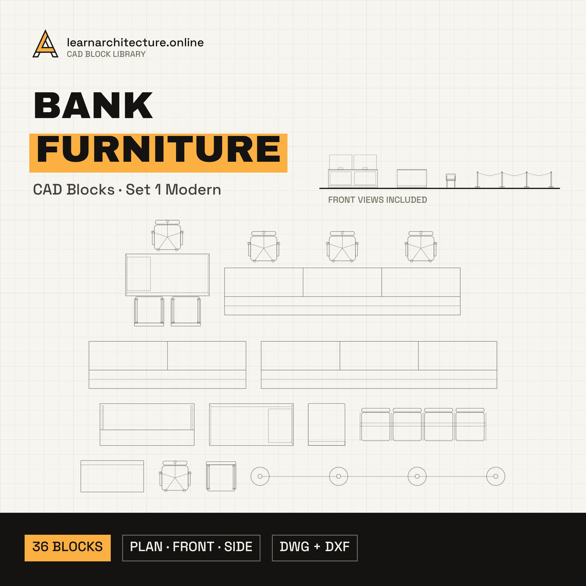 Bank Furniture CAD blocks set 1 Modern cover
