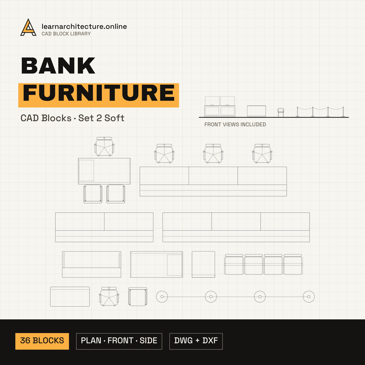 Bank Furniture CAD blocks set 2 Soft cover