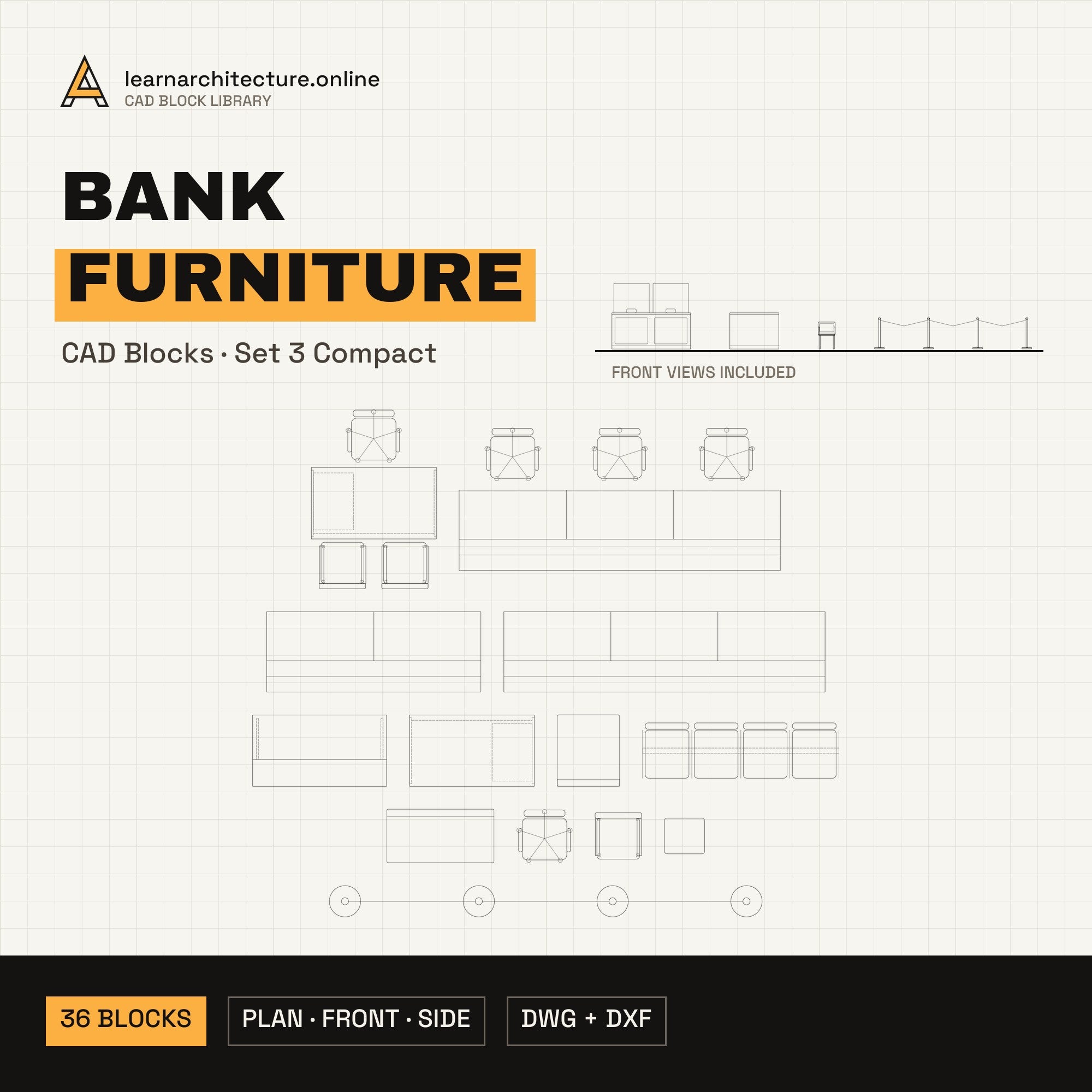 Bank Furniture CAD blocks set 3 Compact cover
