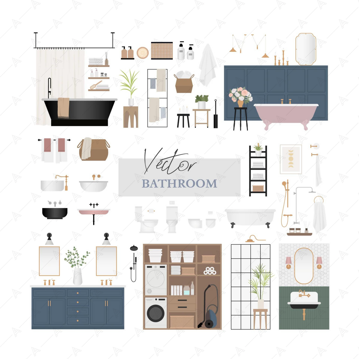 Bathroom Furniture Cutouts Pack — cutout pack for architectural visualisation, preview 1 of 10