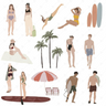 Beach People and Objects Illustrations — cutout pack for architectural visualisation