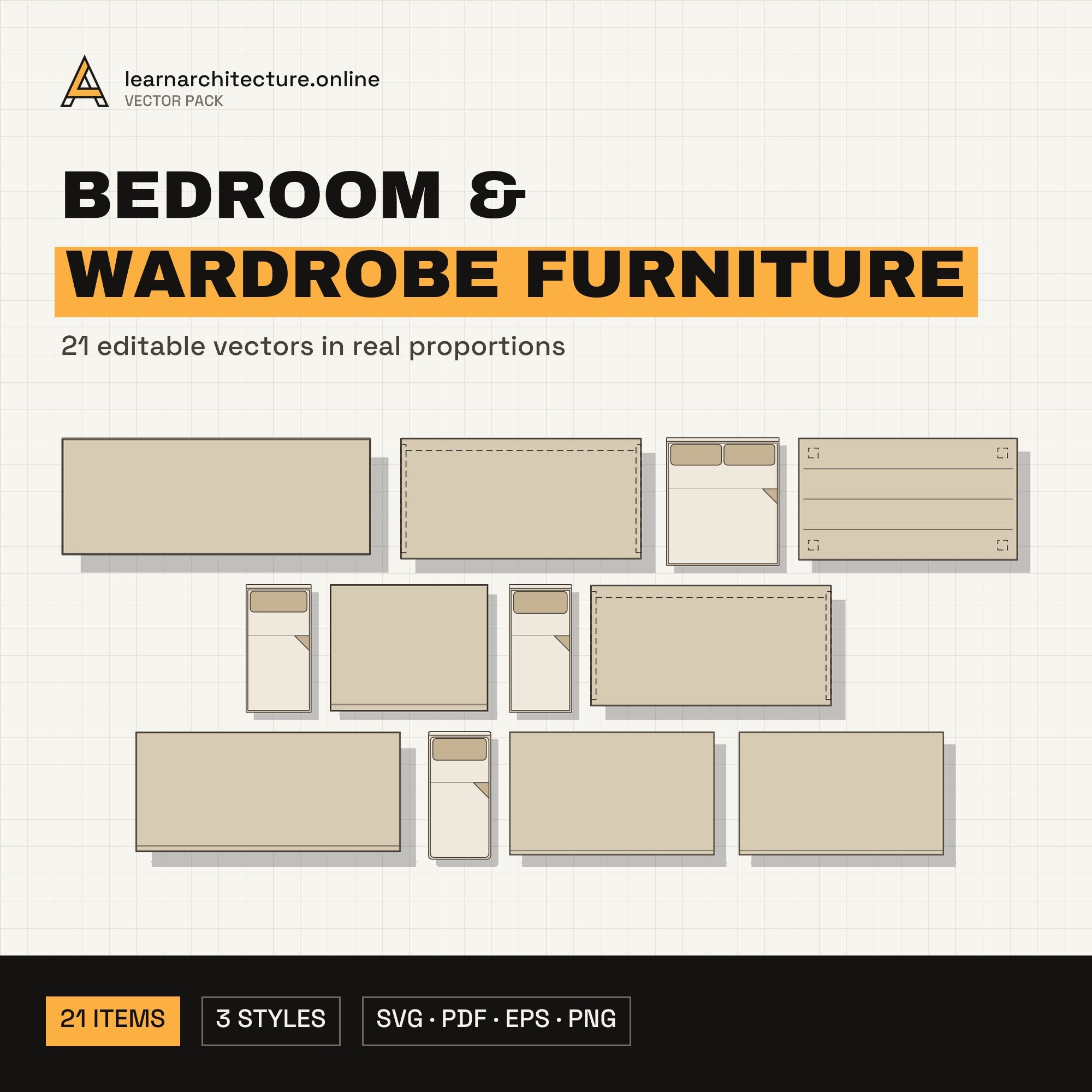Bedroom & Wardrobe Furniture Vector Pack cover