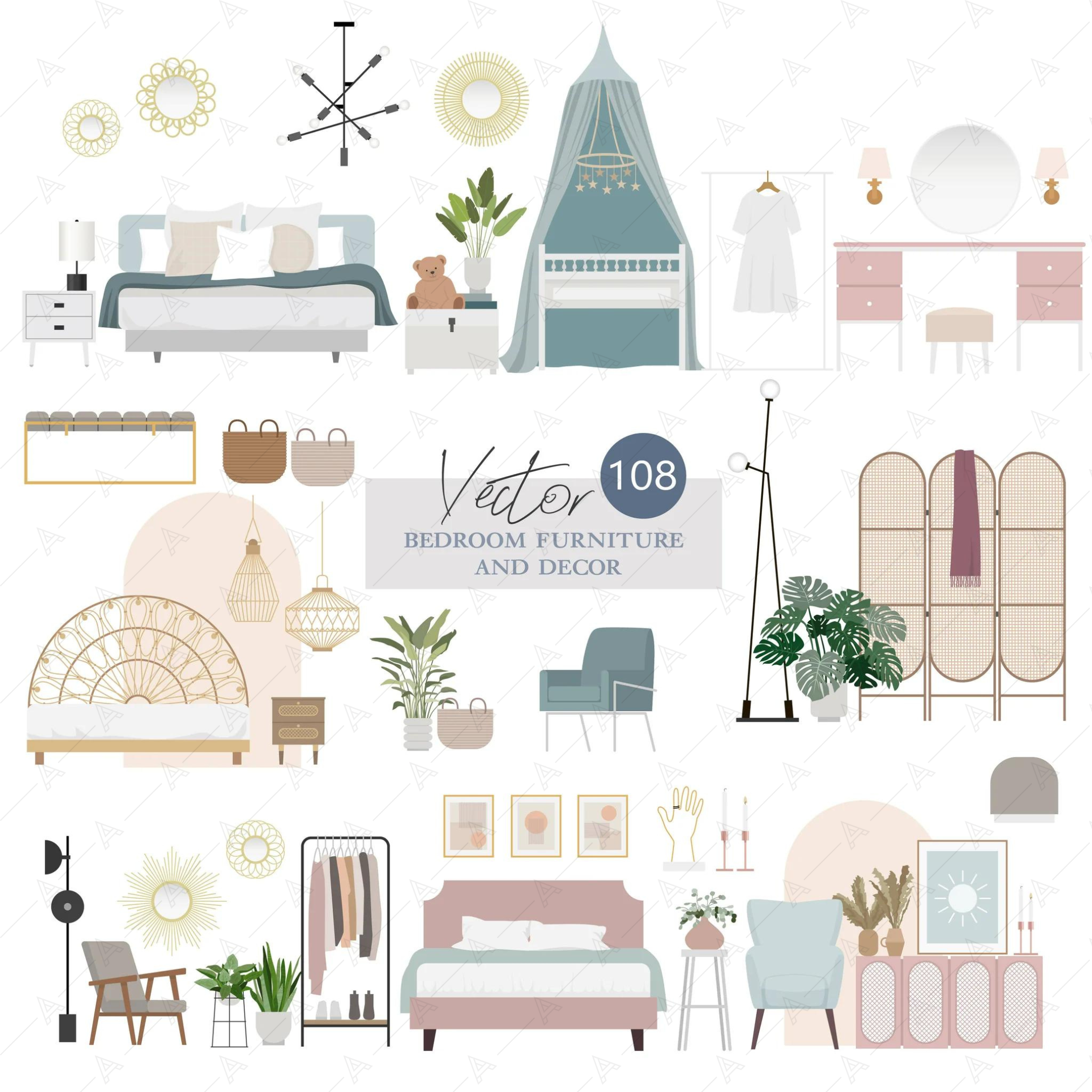 Bedroom Furniture Cutouts Pack — cutout pack for architectural visualisation, preview 1 of 7