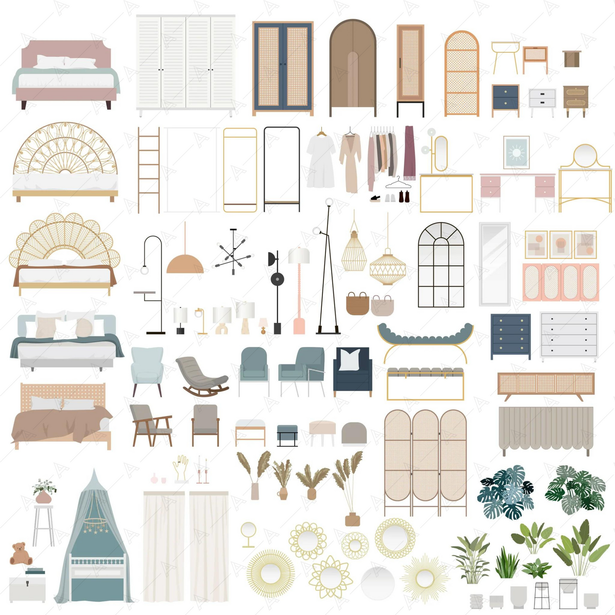 Bedroom Furniture Cutouts Pack — cutout pack for architectural visualisation, preview 2 of 7
