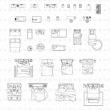 Bedroom Furniture Top View CAD Blocks (30+, DWG and AI)