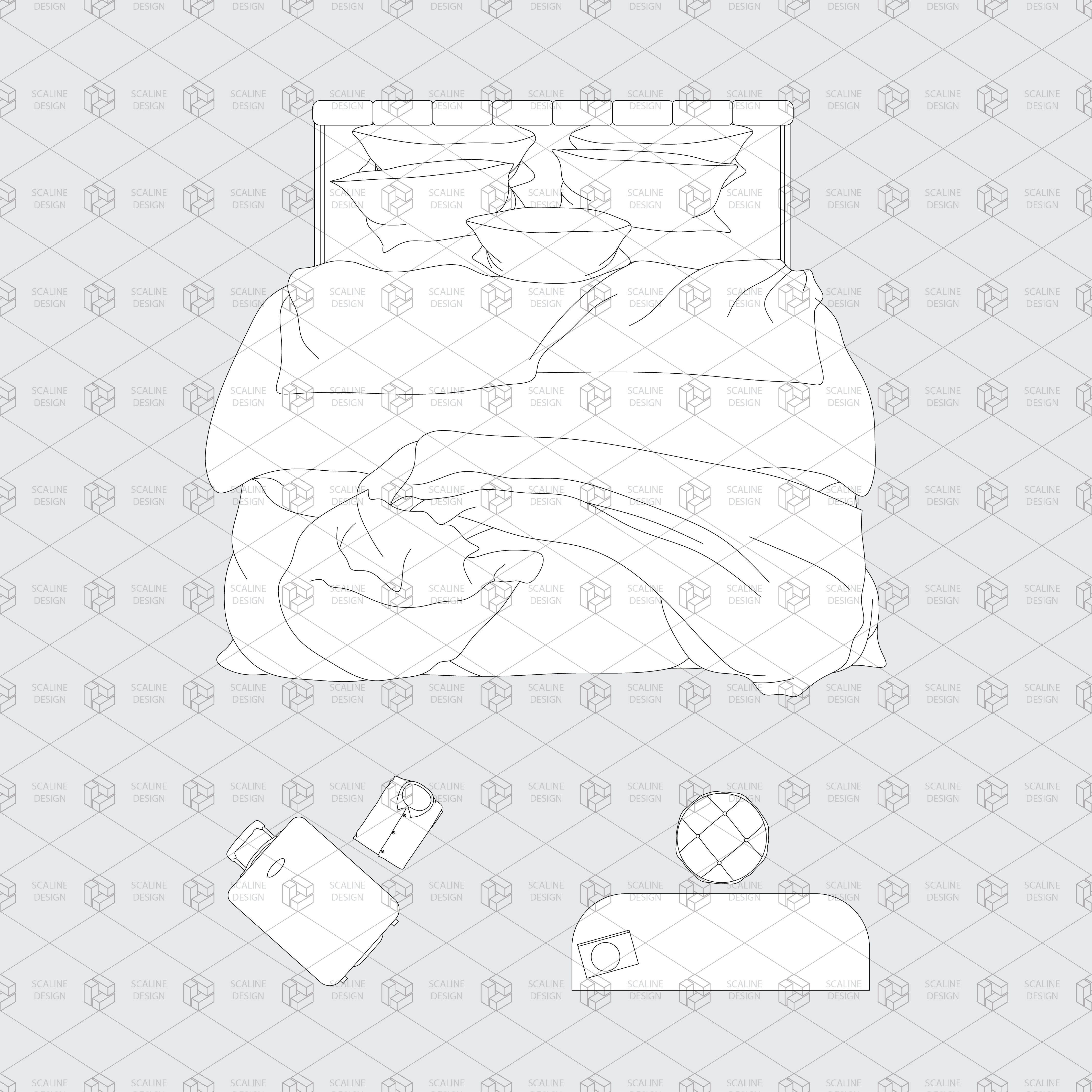 Bedroom Furniture Top View — CAD block set for architectural drawings, preview 4 of 4