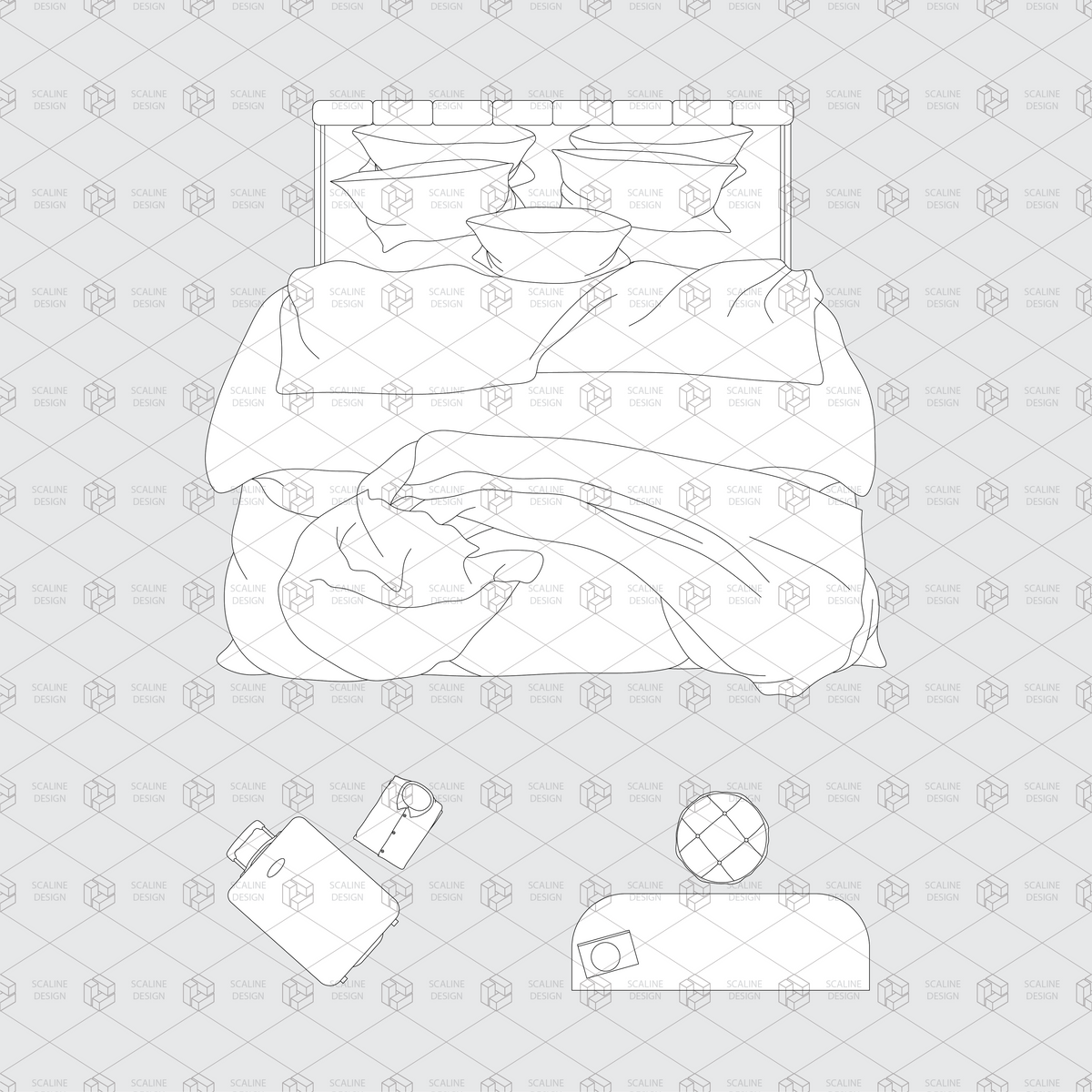 Bedroom Furniture Top View — CAD block set for architectural drawings, preview 4 of 4