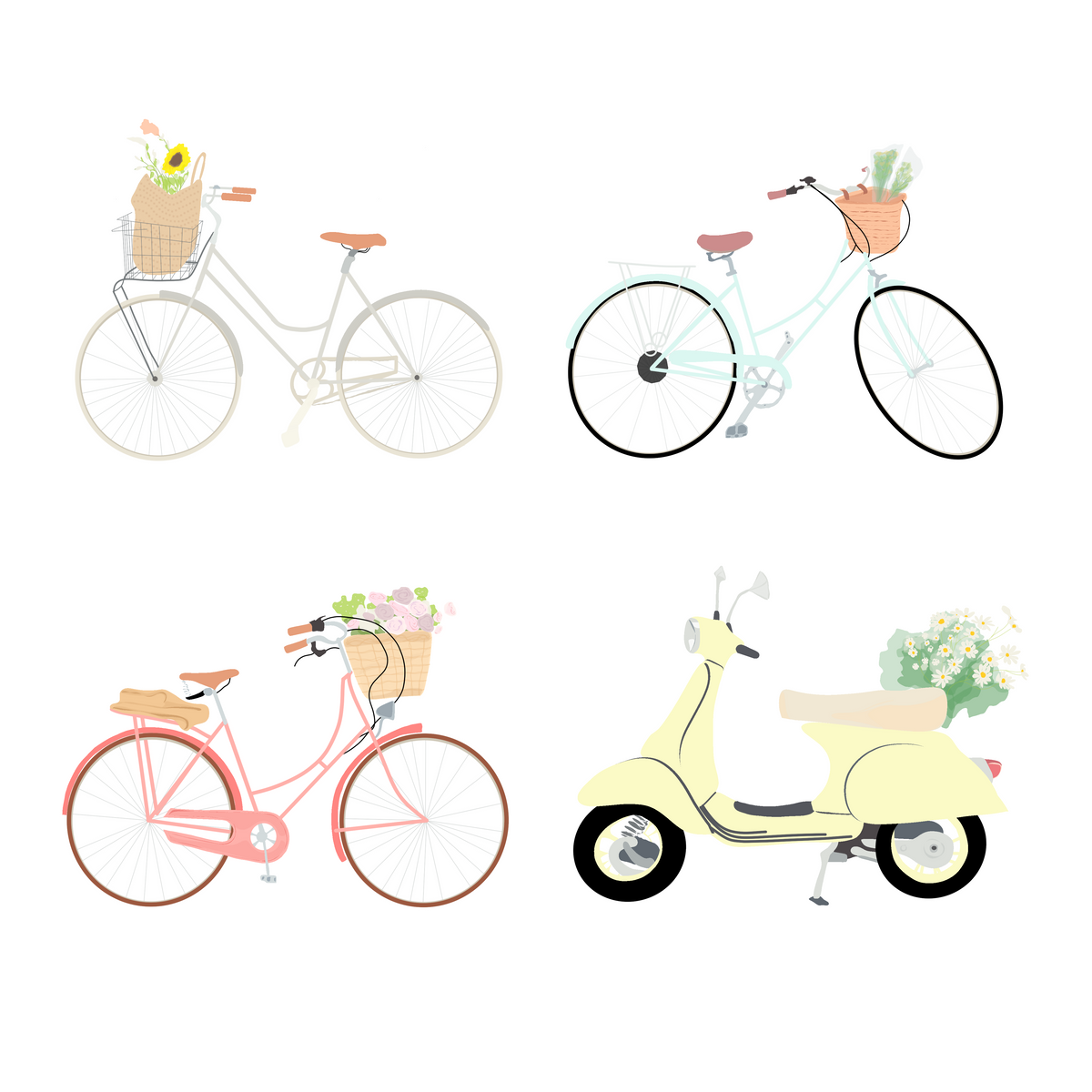 Bicycles and Scooter Cutout Pack — cutout pack for architectural visualisation