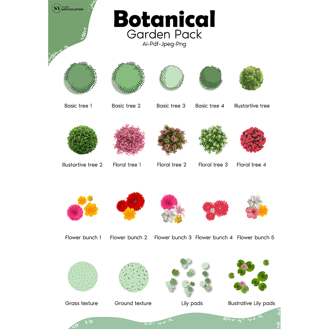Botanical Garden Pack — cutout pack for architectural visualisation, preview 1 of 3