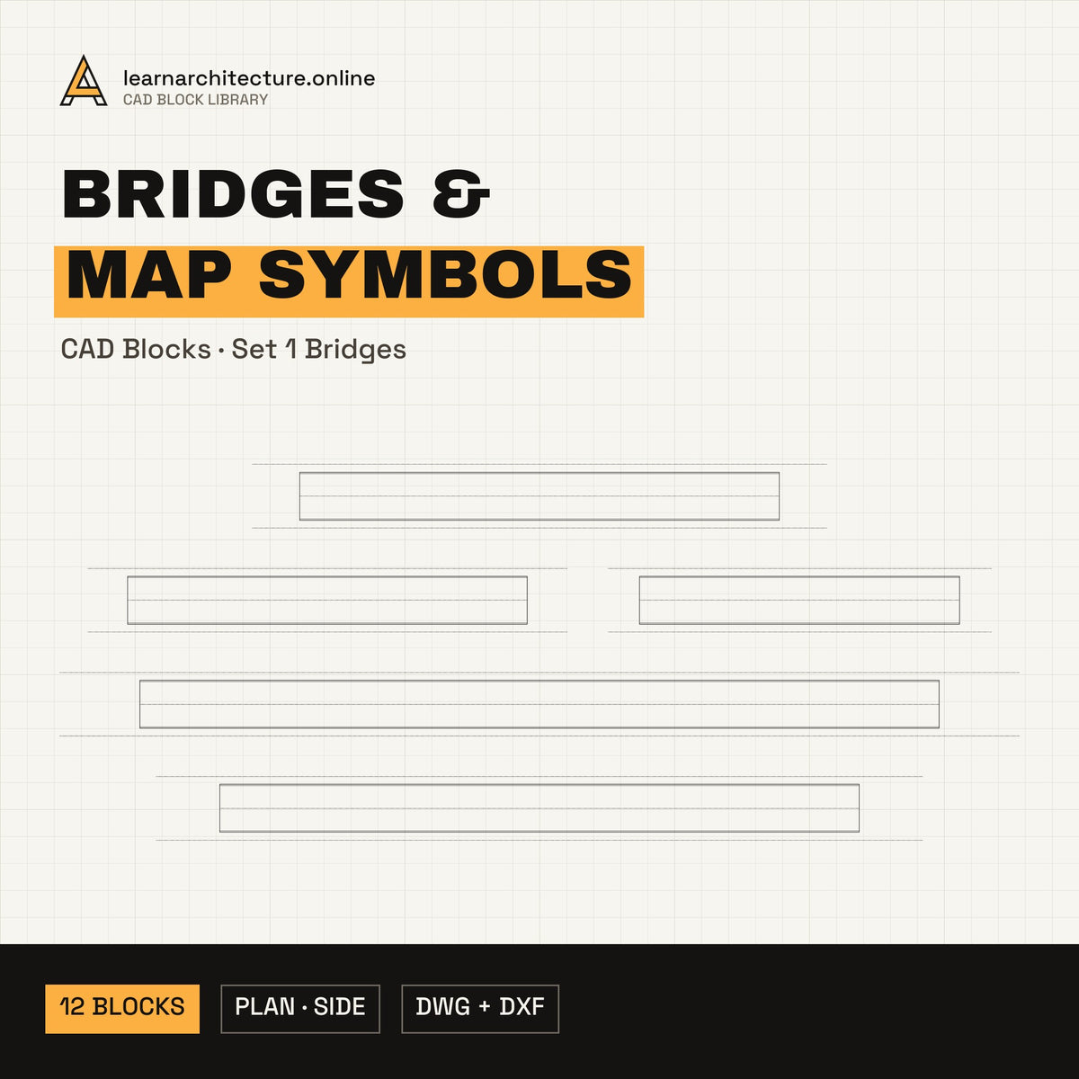 Bridges & Map Symbols CAD blocks set 1 Bridges cover