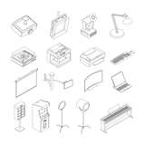 Isometric Office Electronics and Accessories (17 Vector Drawings)