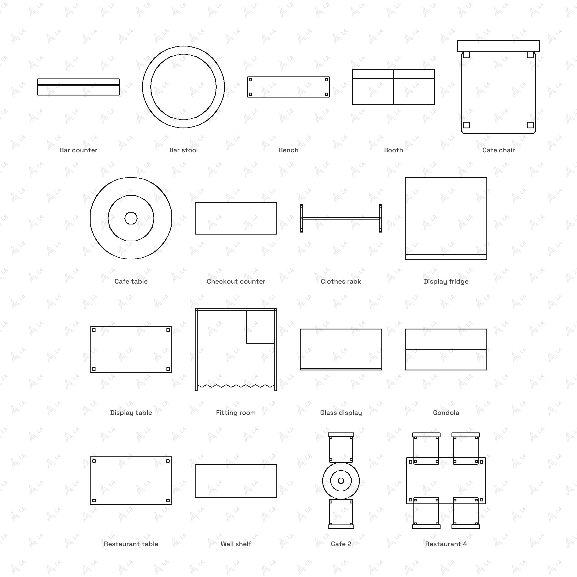 Commercial & Retail Furniture CAD Blocks · Set 1 Modern all blocks