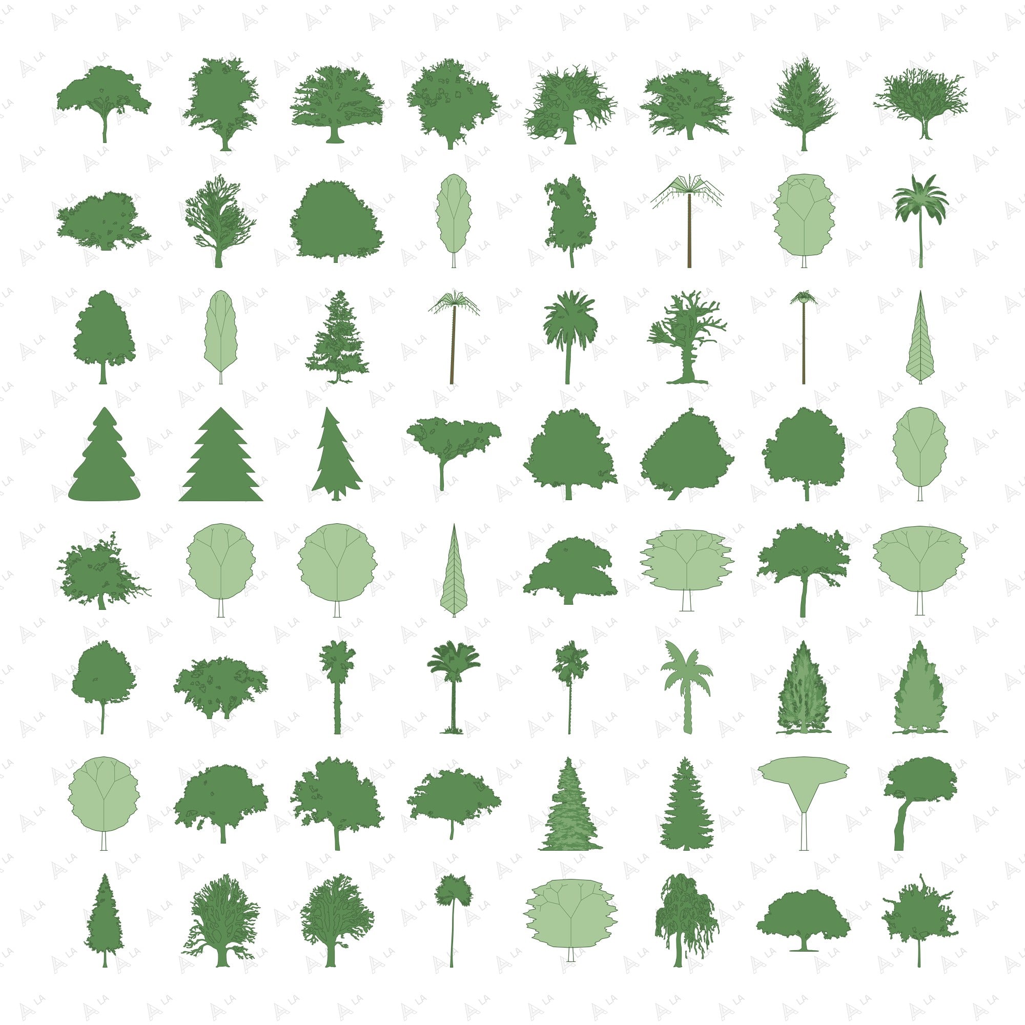 Tree Elevations Vector Pack all items