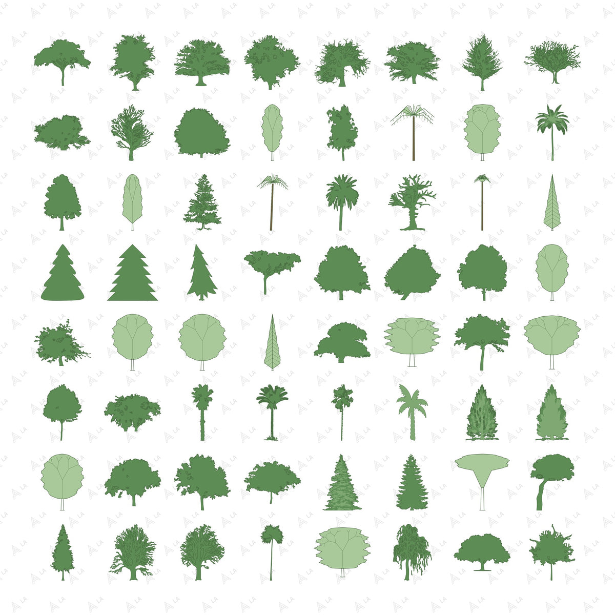 Tree Elevations Vector Pack all items