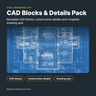 CAD Blocks and Details Pack cover with a blueprint floor plan drawing
