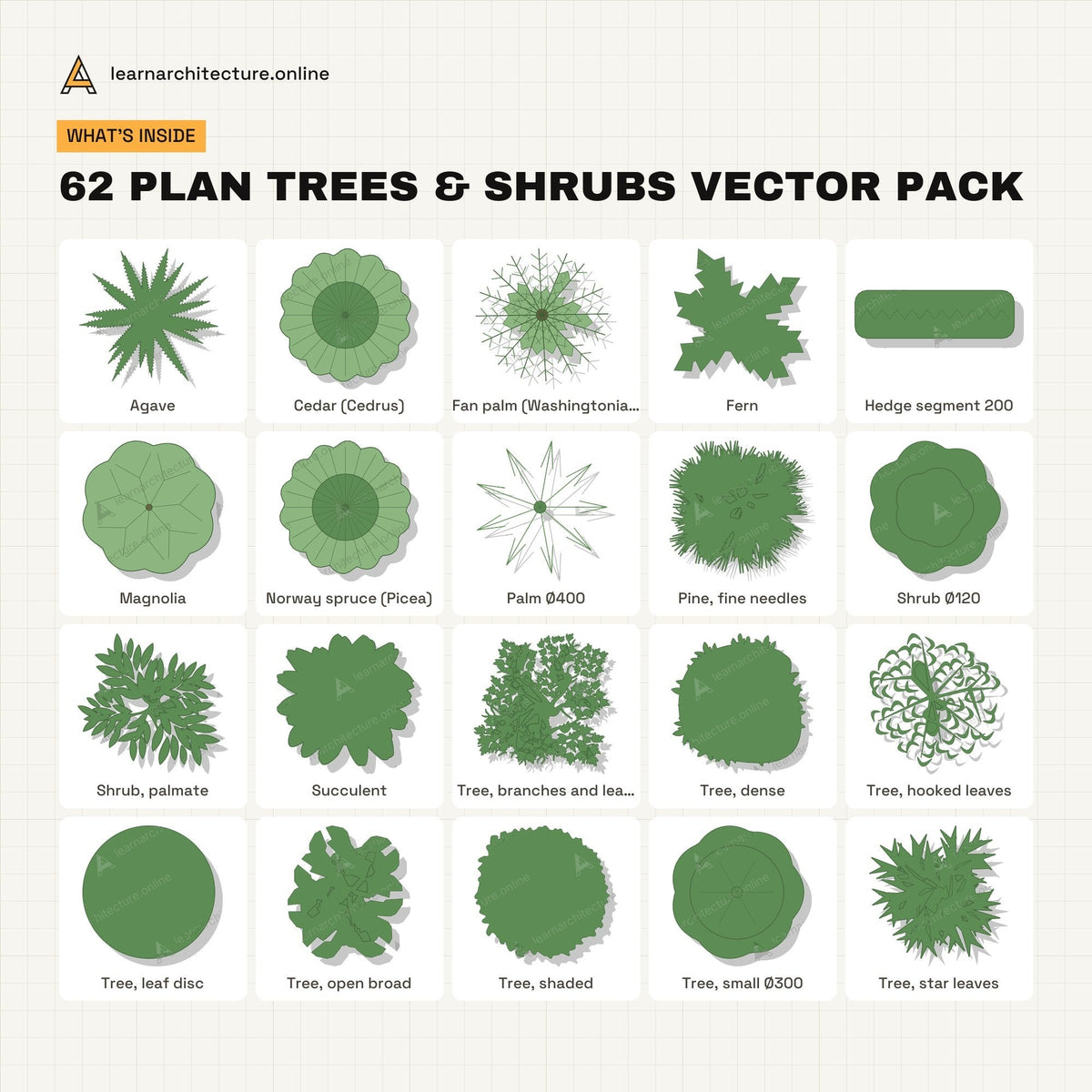 Plan Trees & Shrubs Vector Pack what's inside