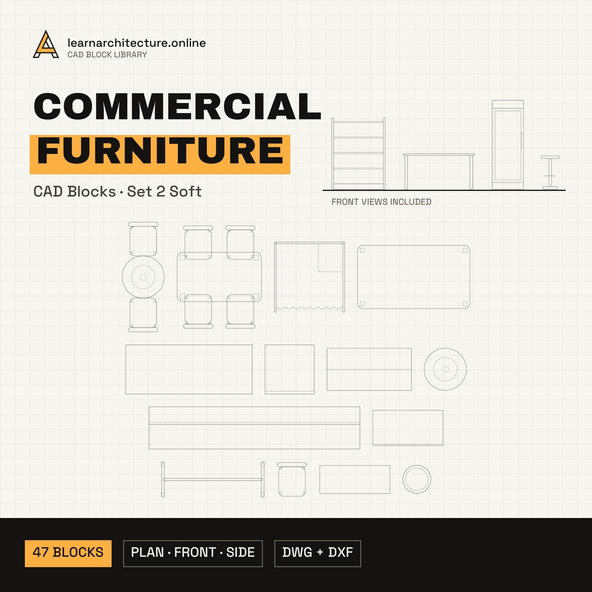 Commercial & Retail Furniture CAD blocks set 2 Soft cover