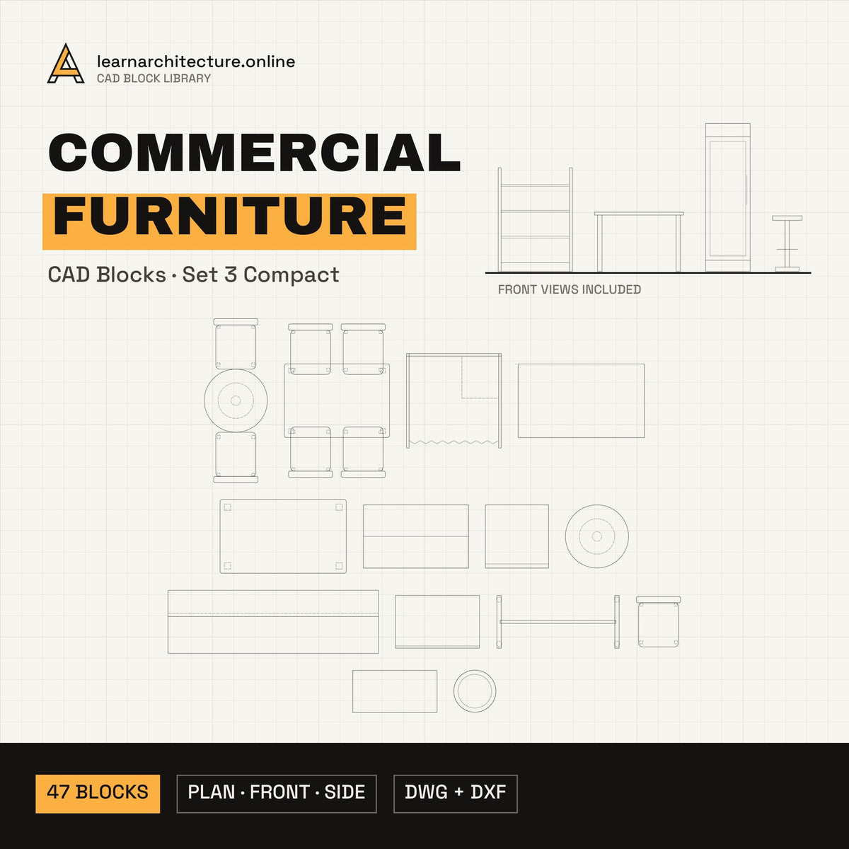 Commercial & Retail Furniture CAD blocks set 3 Compact cover