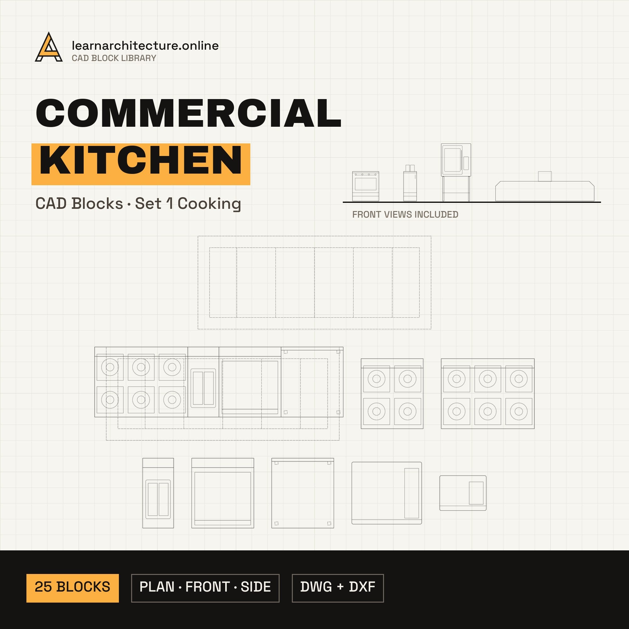 Commercial Kitchen CAD blocks set 1 Cooking cover