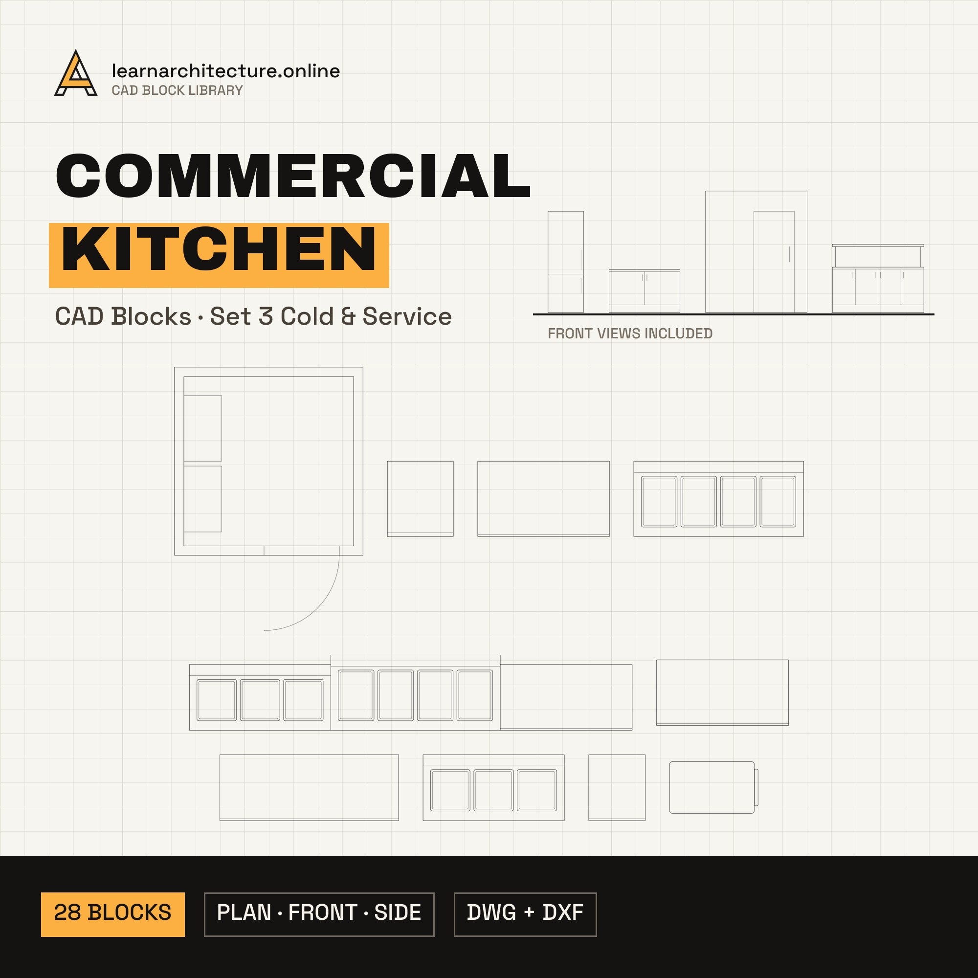 Commercial Kitchen CAD blocks set 3 Cold & Service cover